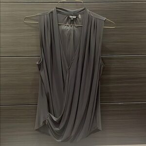 NIC+ZOE Gray Draped Sleeveless Blouse